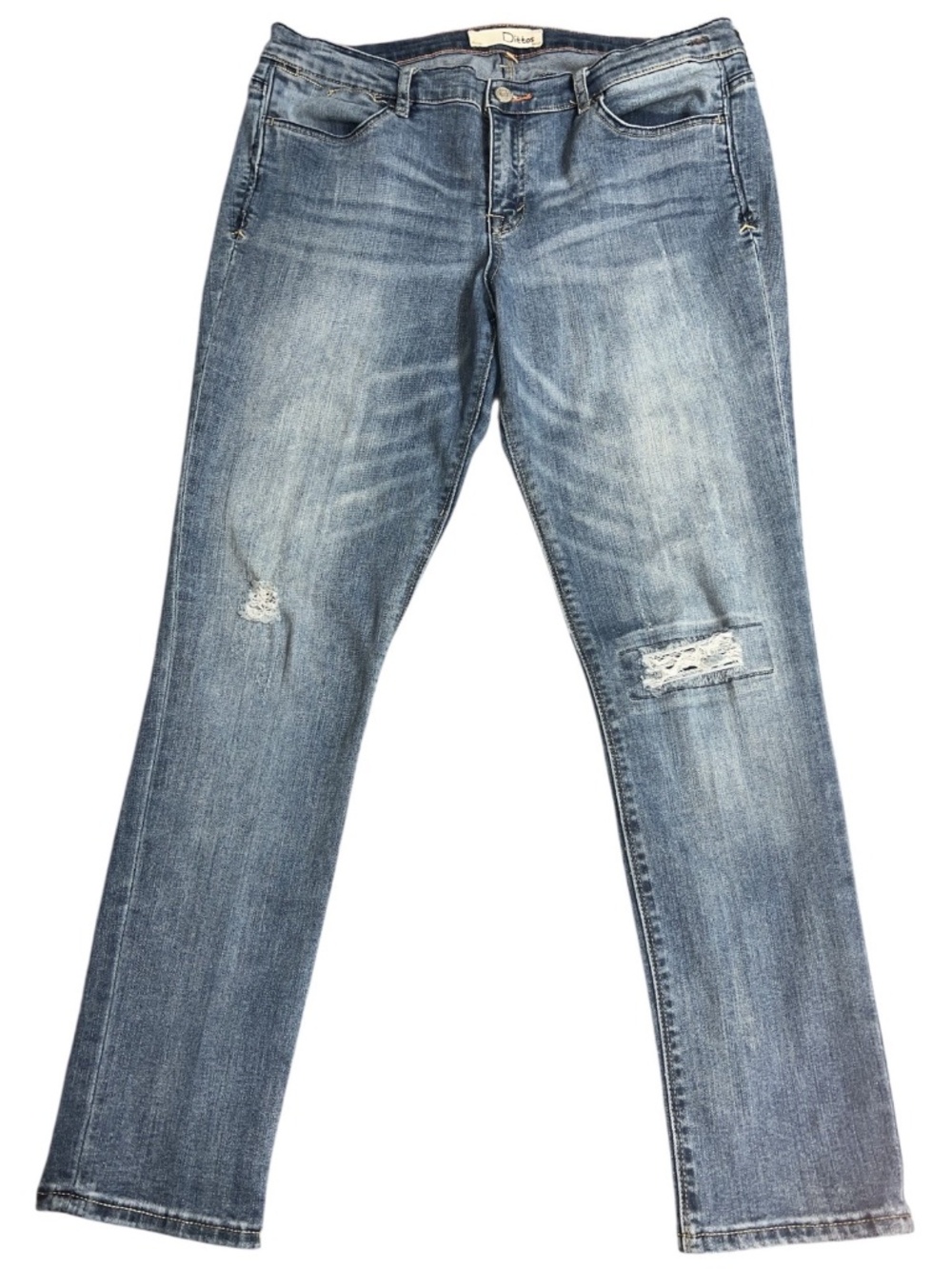 Dittos Low Rise Denim Jeans Womens Size 32 Skinny Slim Leg Stretch Medium Wash